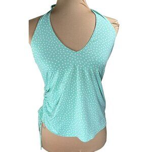 Lands End Tankini Top V-Neck Mint Green Polka-Dot Size 6